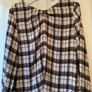 Plaid red, white and gray blouse; new with tags